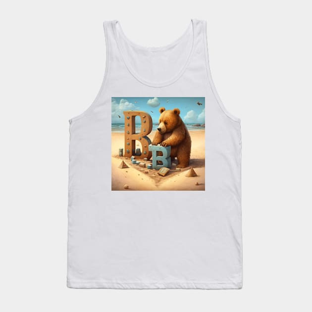 Letter B - Bear building on beach with blocks - AdventuresOfSela Tank Top by Parody-is-King